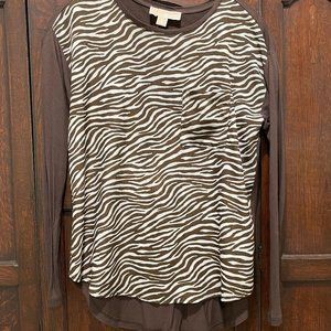 Michael Kors zebra print top.  Brown and white.  Size small.
